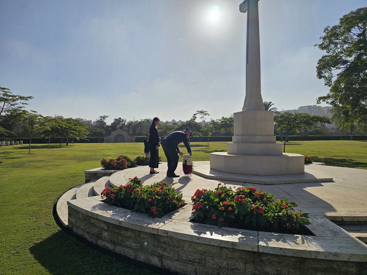 KHALELAWAJA's tweet photo. The Polish Ambassador in Egypt paying respects to the fallen at Heliopolis War Cemetery.@AAPAComms @CWGC @SiJFletch @Ahmed_AAalSayed https://t.co/Wp6l0TtQBk