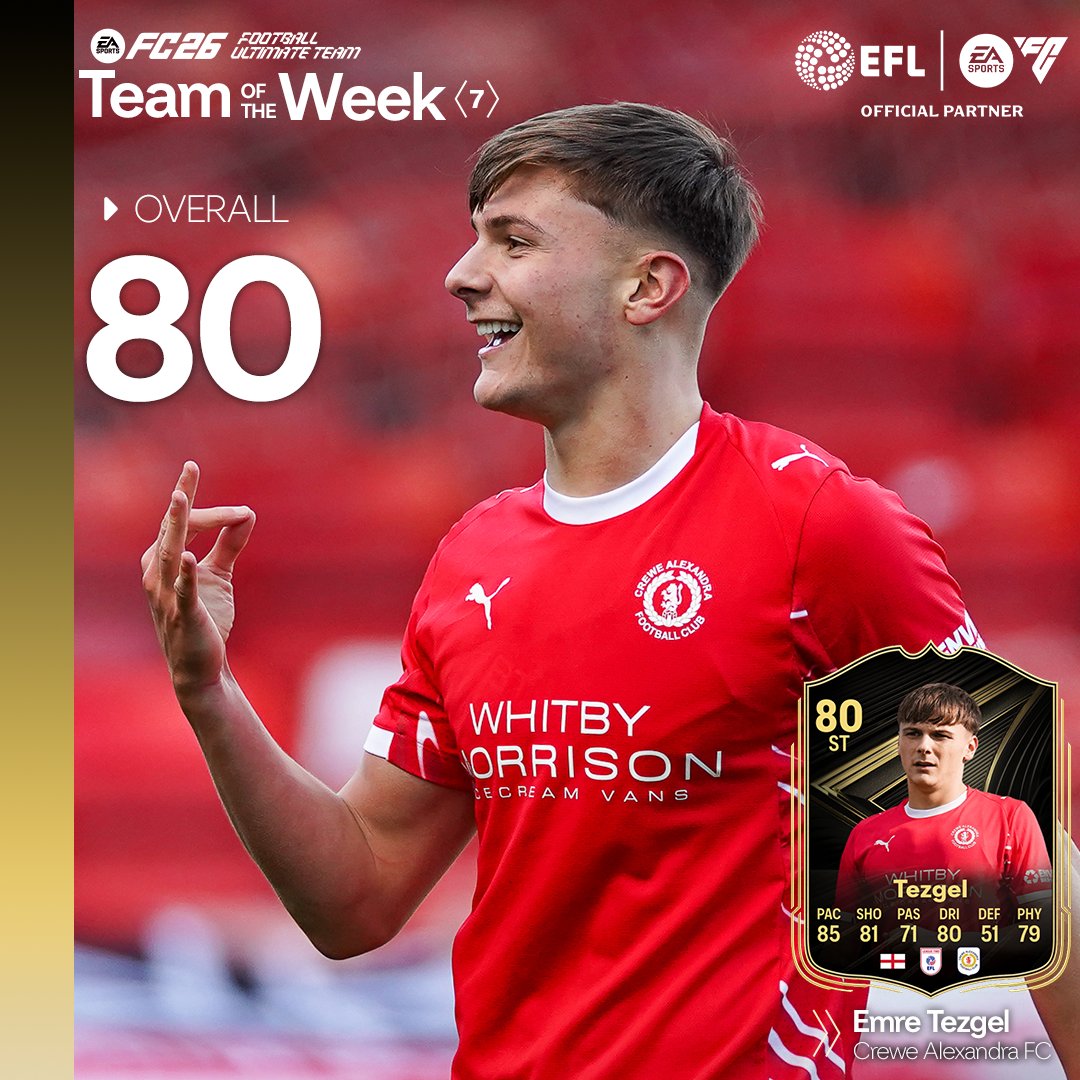 Hat-trick hero Emre Tezgel earns himself a spot in <a href="/EASPORTSFC/">EA SPORTS FC</a> Team of the Week! 

Congratulations Emre! 👏 #TOTW #FC26
