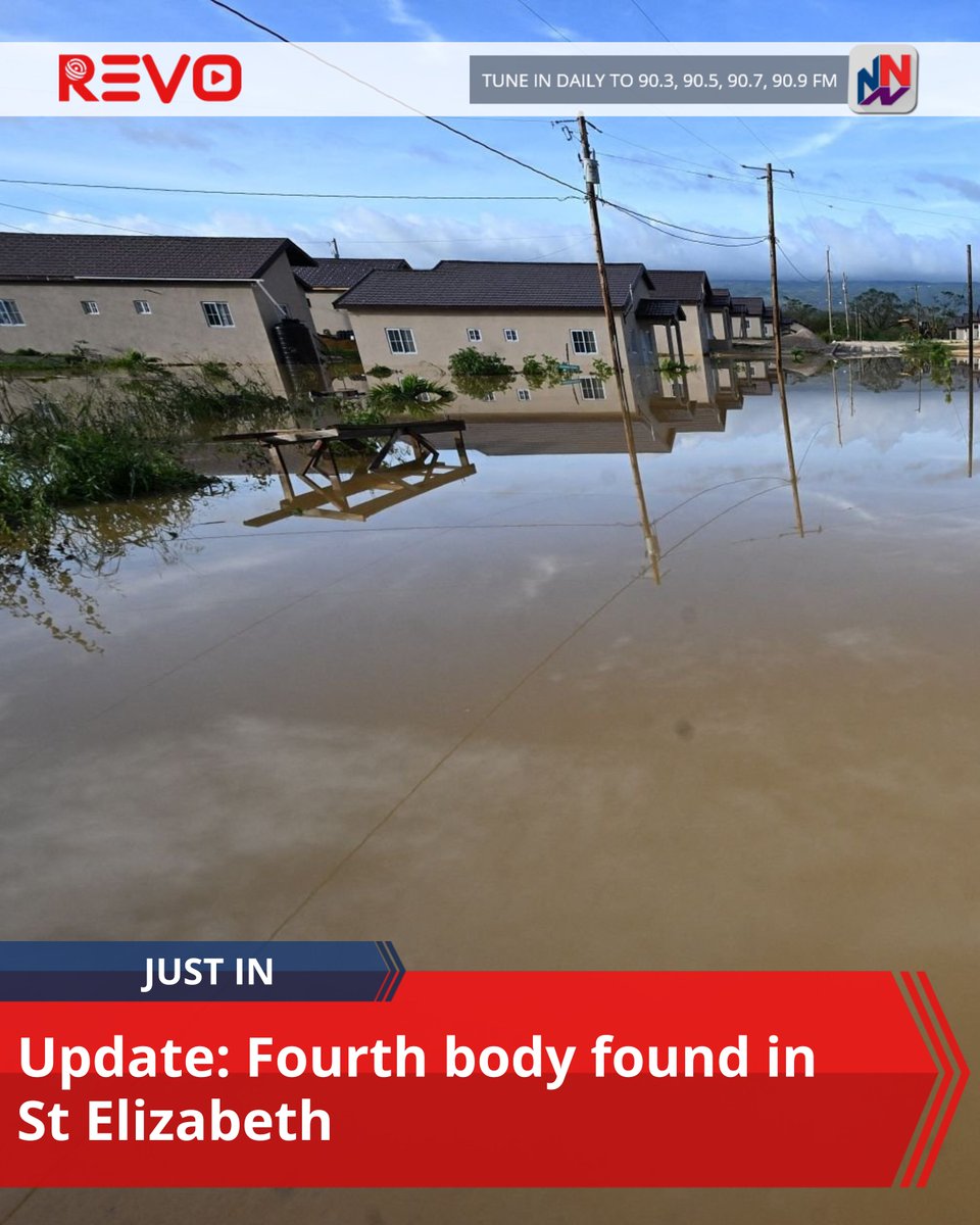 UPDATE: The police have confirmed that a fourth body has been found in St Elizabeth following the passage of Hurricane Melissa.

Head of the St Elizabeth Police, Superintendent Coleridge Minto updated our news centre moments ago.

READ MORE HERE: revonews.ai/news/update-fo…