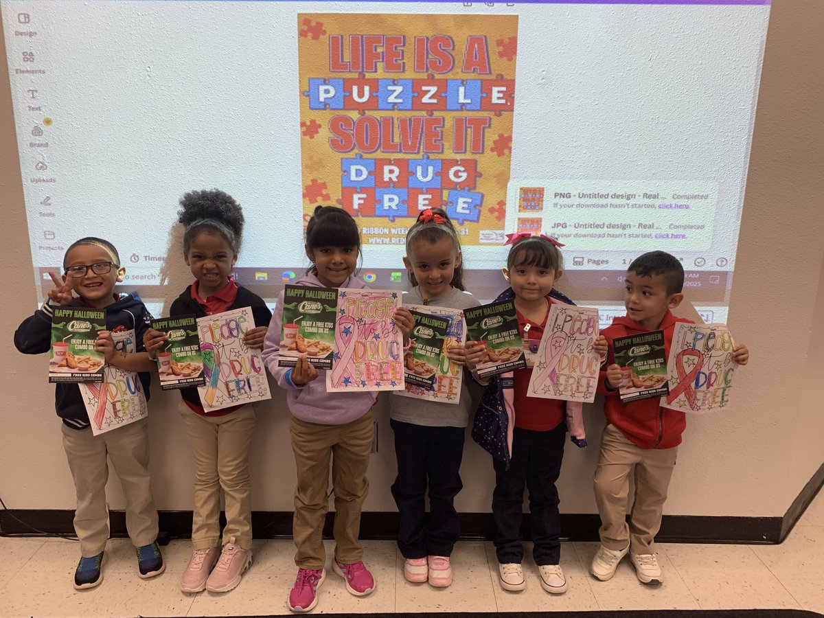 PreK scholars also pledge to be drug free! Thank you to <a href="/raisingcanes/">Raising Cane's</a> for our incentives! ##RedRibbonWeek <a href="/DSloan_JDS/">Diana Sloan</a> <a href="/JohnDrugan_PK8/">John Drugan PK-8</a> <a href="/SISD_ES/">Jennifer Trejo</a>