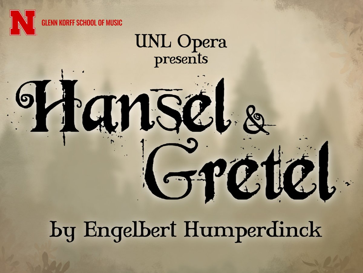 UNLArts's tweet image. Step into the woods!

UNL Opera presents &quot;Hansel &amp;amp; Gretel&quot; Nov. 14-16 in Kimball Recital Hall.

A fairytale filled with music, magic and heart.

Tickets: go.unl.edu/hanseltickets.

Info: go.unl.edu/hanselgretel.

#UNLarts #opera