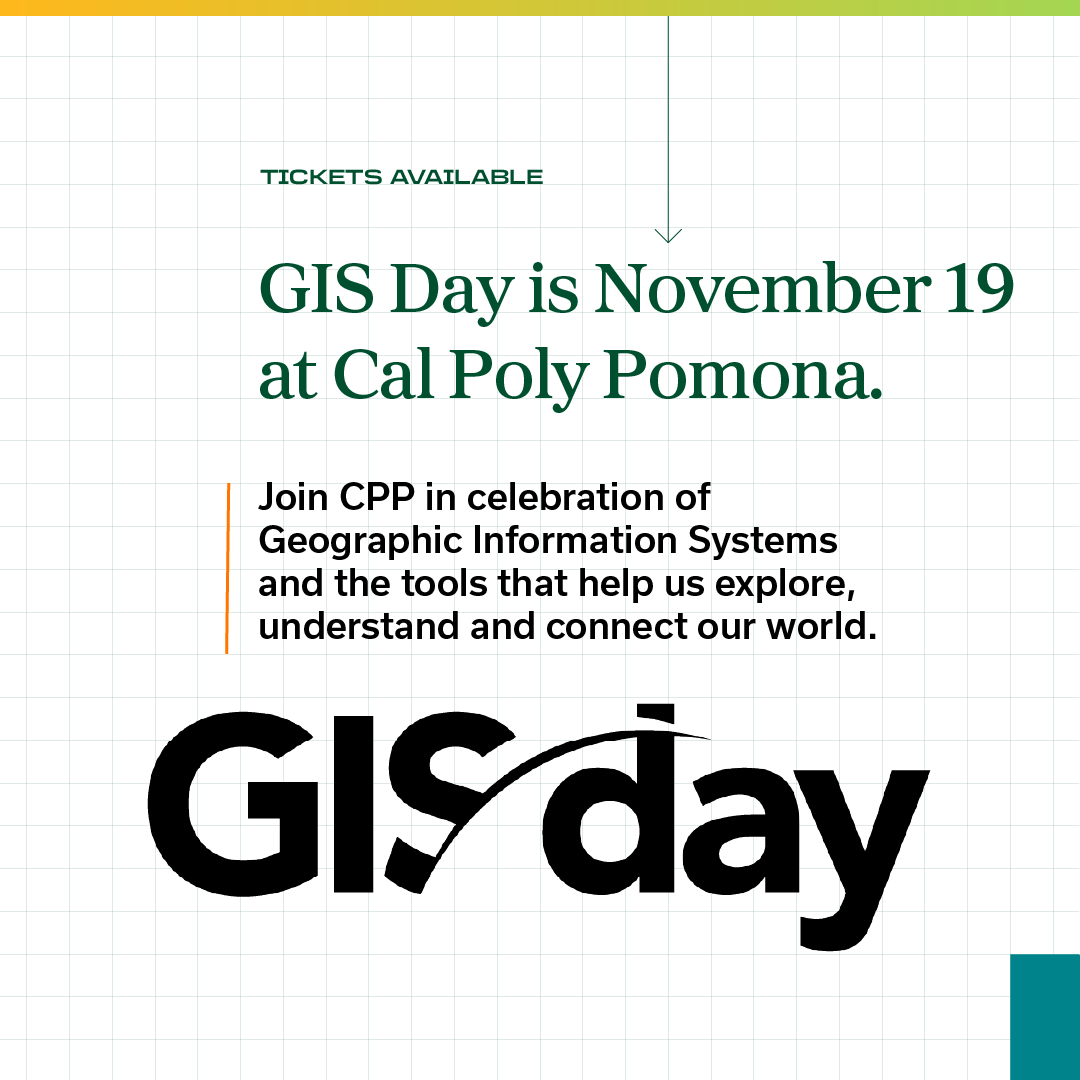 cppIT's tweet image. Join CPP for GIS Day, an annual worldwide celebration of  Geographic Information Systems (GIS), the tools that help us explore,  understand, and connect our world. #CalPolyPomona cpp.edu/gis-day