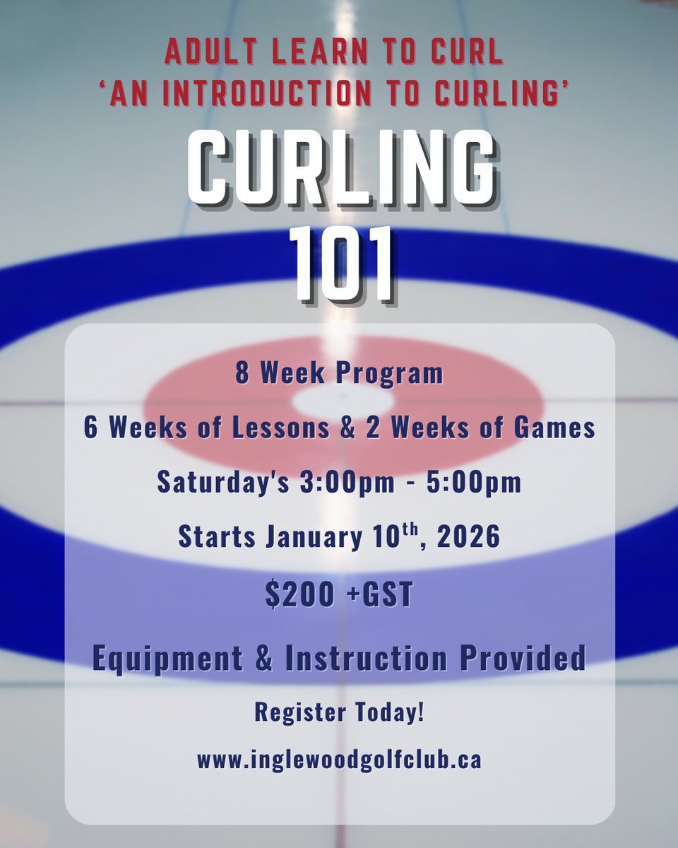 Golf_Inglewood's tweet image. Saturday afternoons are for our &apos;Junior Learn To Curl&apos; &amp;amp; &apos;Adult Curling 101&apos; programs 🥌  New session starts up January 10th, &amp;amp; registration is now open. Program runs for 6 weeks. Instruction &amp;amp; equipment provided! 

#curling #yyccurling #learntocurl #juniorcurling #adultcurling