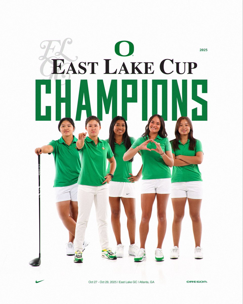 🏆 EAST LAKE CUP CHAMPS 🏆 

Oregon takes down Northwestern for its first win at the prestigious tournament and 12th victory under <a href="/DerekRadleyGolf/">Coach D</a>!

#GoDucks x <a href="/eastlakecup/">East Lake Cup</a>