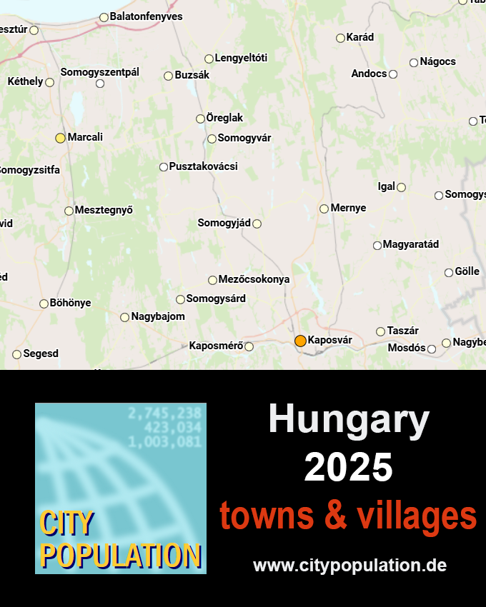 #Hungary: 2025 #population estimates are added to counties, districts, #cities, #towns and #villages - citypopulation.de/en/hungary/