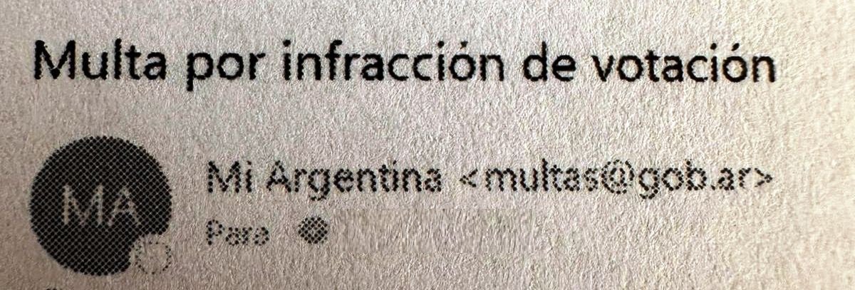 Atención: la Justicia Nacional Electoral informa que está circulando un correo electrónico falso (multas@gob.ar) que simula ser enviado por MI ARGENTINA e informa al ciudadano que debe pagar la multa por no haber votado. El mensaje ofrece un enlace que roba los datos del