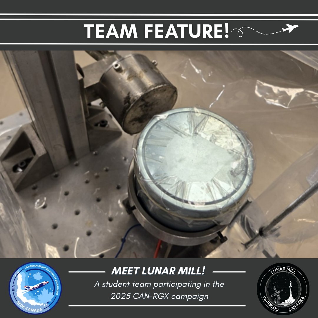 Découvrez une autre équipe de CAN-RGX qui fera voler son expérience ce mois-ci, Lunar Mill de University of Waterloo! Ils testent trois méthodes de broyage visant à réduire la taille des particules d'un simulant de régolithe en gravité réduite!