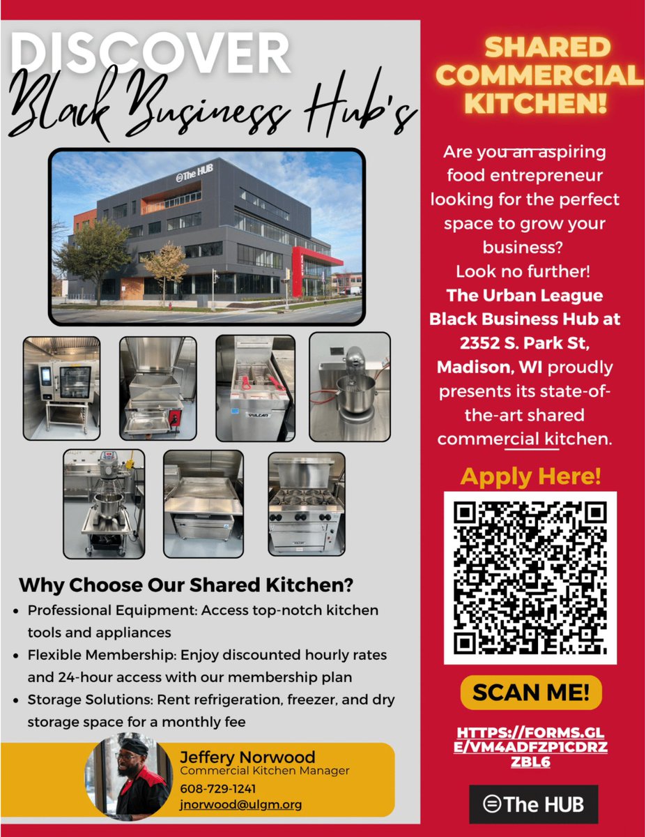 Something special is cooking at the Black Business Hub 🔥🍴

Our shared commercial kitchen is open to local chefs, caterers, and food entrepreneurs ready to grow their business in a professional space built for them!

➡️ 𝗔𝗽𝗽𝗹𝘆 𝗧𝗼𝗱𝗮𝘆: shorturl.at/c6qRs