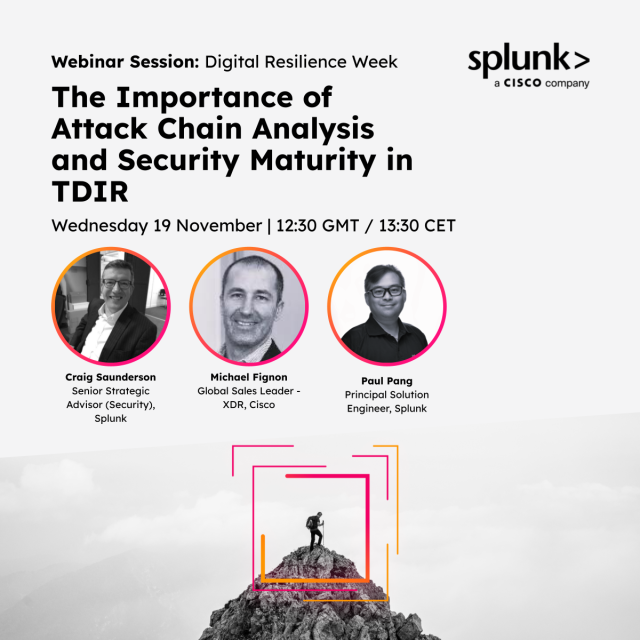 divabhm's tweet image. See how Splunk and Cisco are transforming SecOps with unified, AI-powered security operations. Join Digital Resilience Week and learn how to stay ahead of threats and why the network is vital in TDIR to strengthen your security posture. bit.ly/436hjG9