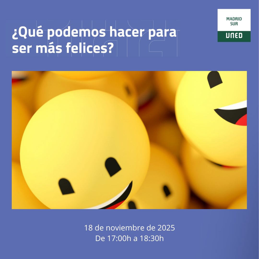 Nos cuesta  incluso definir que es la felicidad. En esta ponencia intentaremos poner  luz a este sencillo pero valoradísimo término, qué obstáculos  encontramos para vivir felices y qué acciones y hábitos tenemos a  nuestro alcance para conseguirlo. 

extension.uned.es/actividad/48415