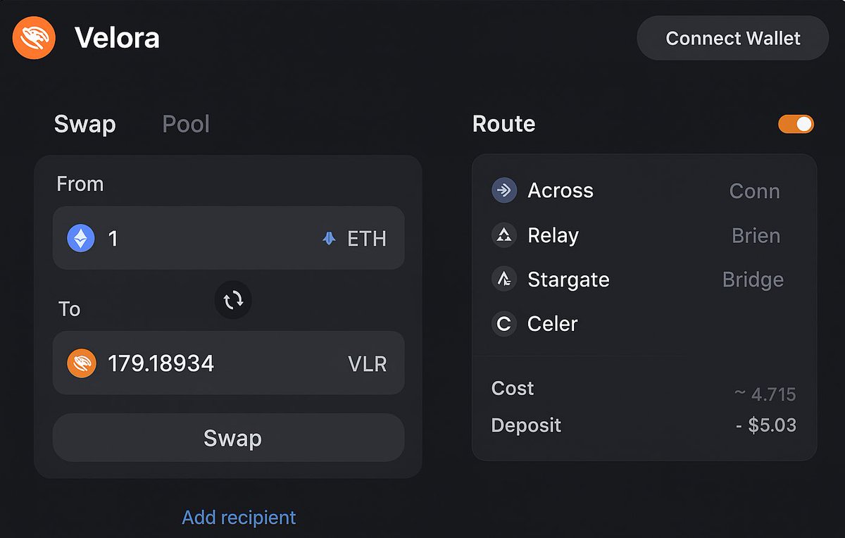 0xTmony's tweet image. Good UX doesn’t just look clean, it makes the hard stuff invisible.

That’s exactly what @VeloraDEX is doing with its new MultiBridge + intent-based routing system.

Instead of forcing users to choose between bridges, chains, and fee paths, Velora abstracts all that away, you