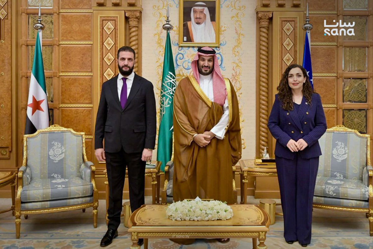 SANAEnOfficial's tweet photo. President of the Republic of #Kosovo, #Vjosa #Osmani, in a post on her Facebook account:
I thank President Ahmad Al-#Sharaa for his decision to recognize #Kosovo and for his support of our people. https://t.co/J2kvmaqNbn
