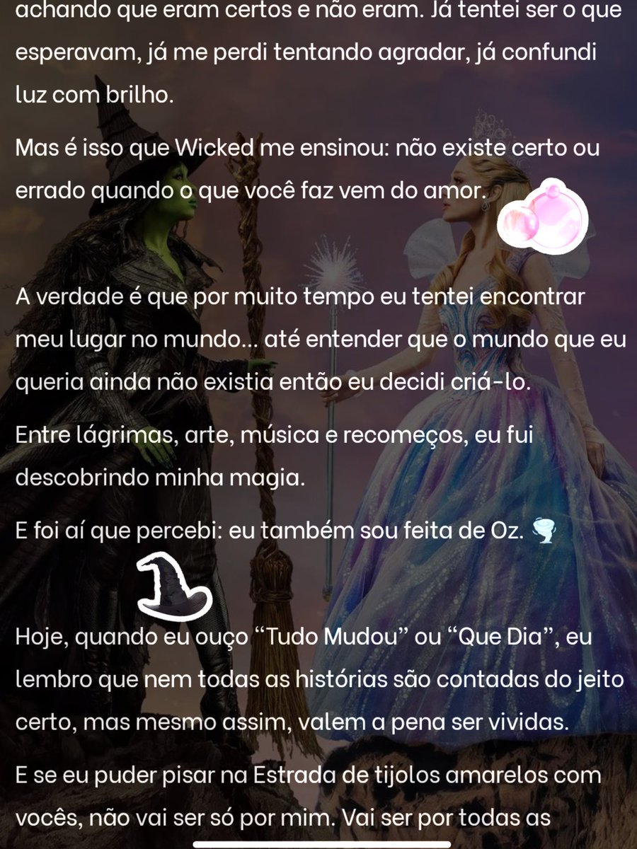 whatifjey's tweet photo. Querido Info, Querido Wicked me encontrem aqui e leiam um pouquinho do que eu vivi e vivo com Wicked. Desde já, eu amo muito vocês. 

 #EuNaPremiereDeWicked  @wickedmusicalbr, @universalpicsbr e @tvglobo 
#Wicked #WickedBrasil #EuNaPremiereDeWicked #WickedForGood #WickedMovie https://t.co/EgC66C4BK2