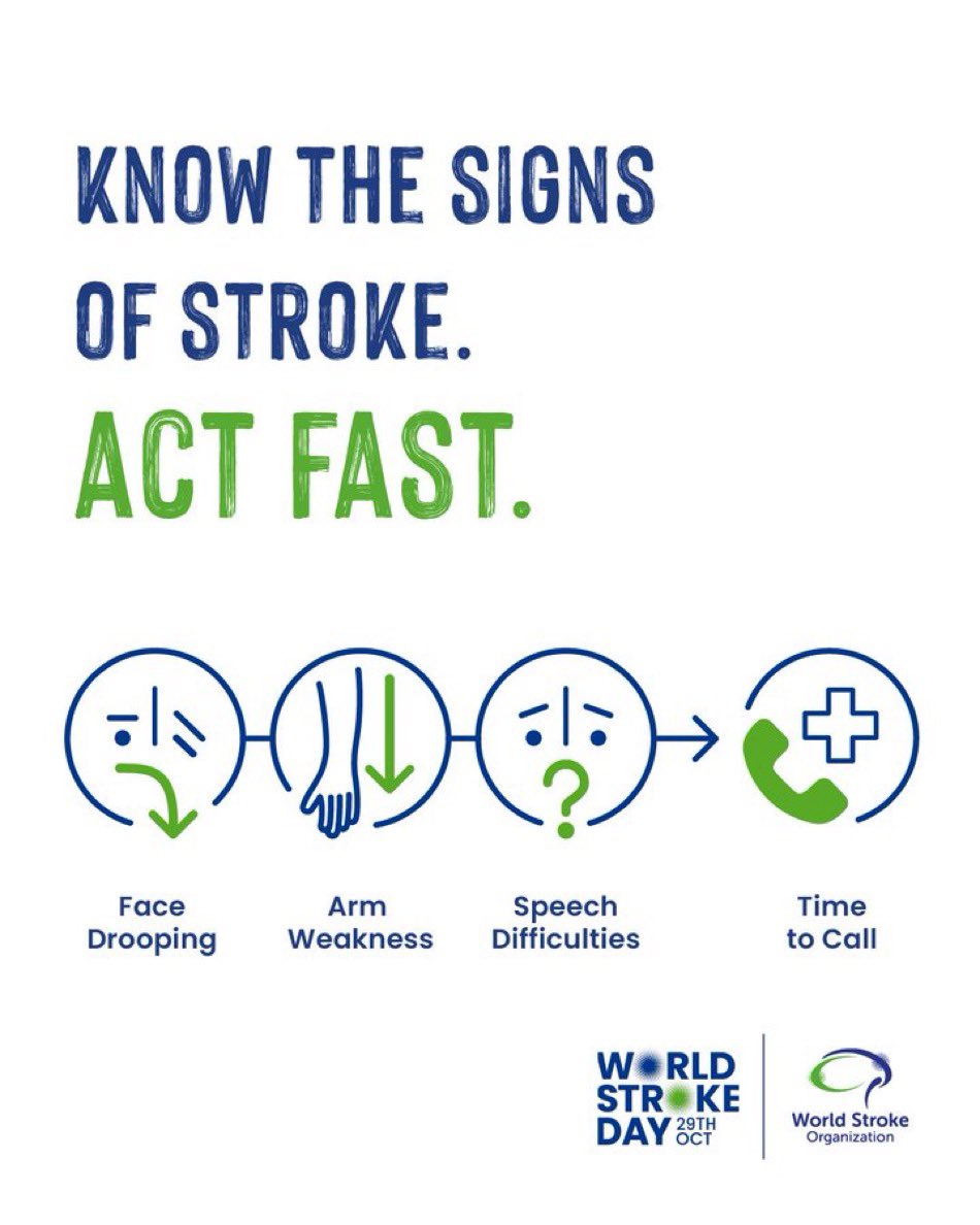 Today is #WorldStrokeDay with the theme 'Every Minute Counts' and indeed …time is critical in treating a stroke as the faster we act, the better the outcome.

This is how you can reduce the risk of a #stroke (when blood flow to part of the brain is cut off)

🚭 Quit smoking and