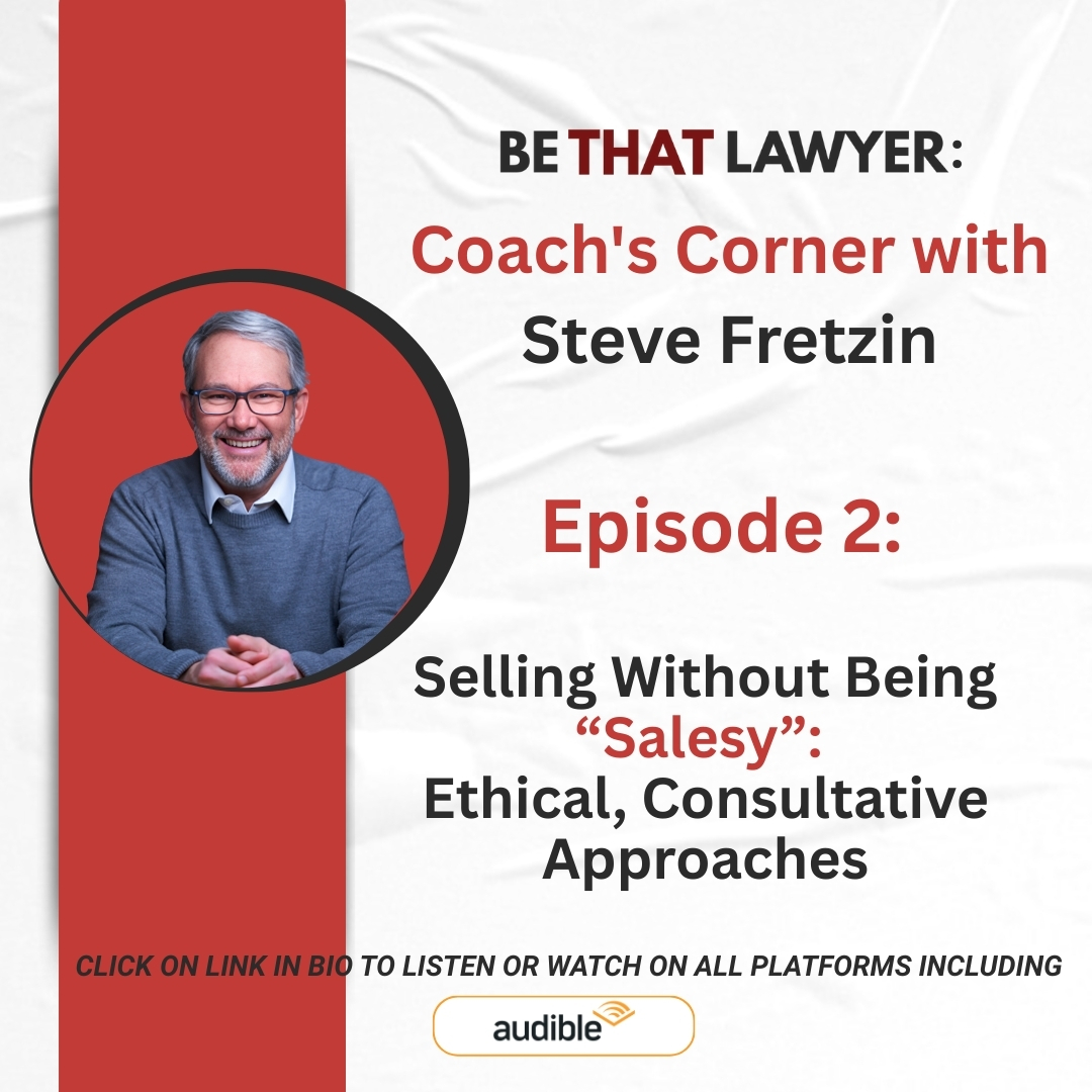 stevefretzin's tweet image. Why do lawyers lose control in client meetings?

Click the bio link to watch the full episode.
bio.link/stevefretzin

#AttorneyCoaching #LegalBusinessDevelopment #SalesFreeSelling #LawFirmSuccess #LawyerTips