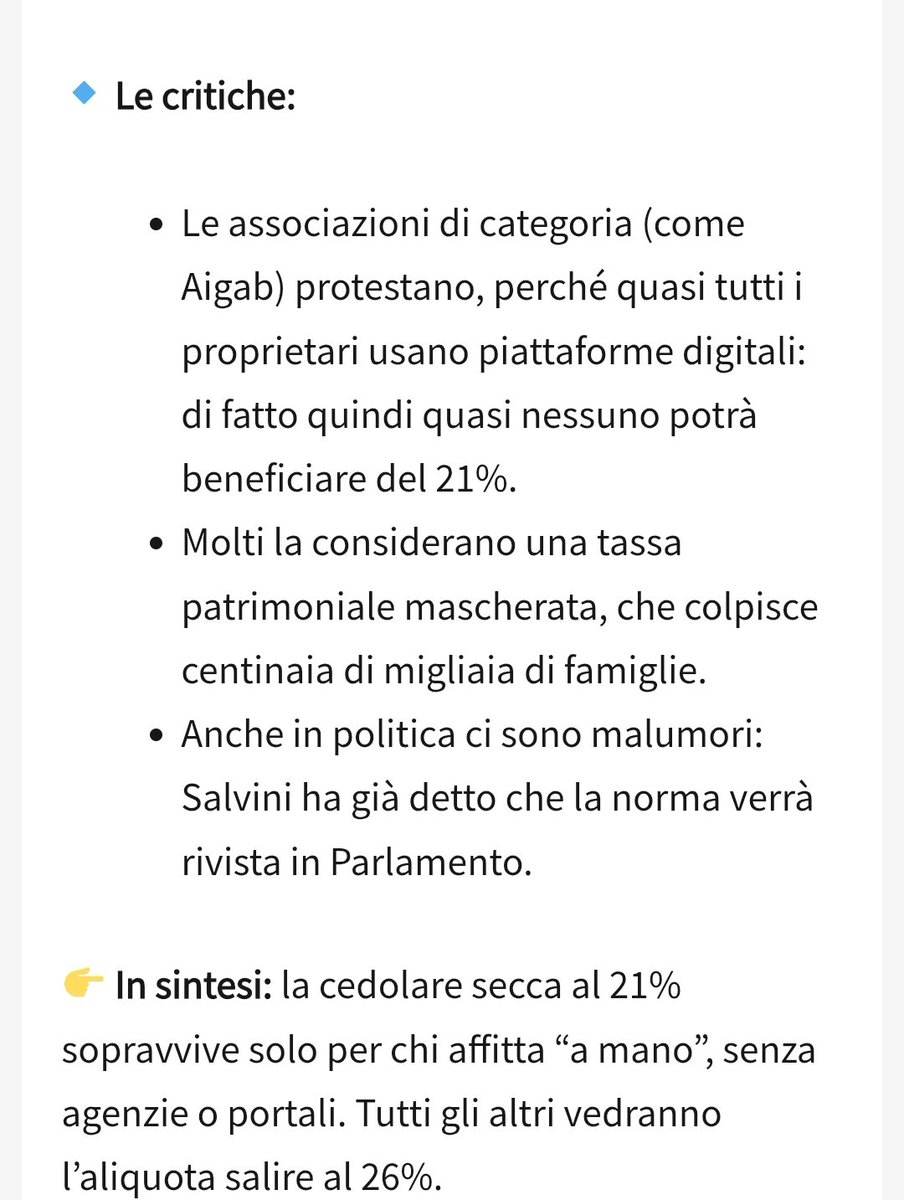 Governo geniale: "Vi lasciamo il 21%!" ma solo se affitti a mano, senza Airbnb. 
Praticamente solo a tuo cugino.
Salvini: "Abbiamo bloccato l'aumento!" sottovoce "Tranne per il 99% di voi." Capolavoro di illusionismo politico.
