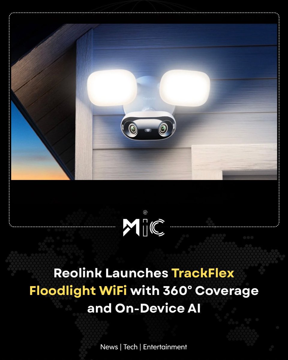 mictechofficiaI's tweet image. Reolink’s new TrackFlex offers 4K video, 360° view, and AI motion tracking with bright 3,000-lumen lights for smarter, subscription-free home security.

#SmartSecurity #HomeTech #ReolinkTrackFlex #mictech #micnews