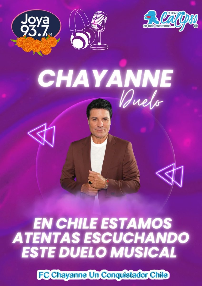 Gracias #Mariano por regalarnos a  <a href="/CHAYANNEMUSIC/">CHAYANNE</a> con #SoloPiensoEnTi en compañía de <a href="/Joya937FM/">Joya 93.7 FM</a> cariños desde #SantaMaría <a href="/CHICASDECALIPSO/">Fans Club Chicas de Calipso 🇨🇱</a>