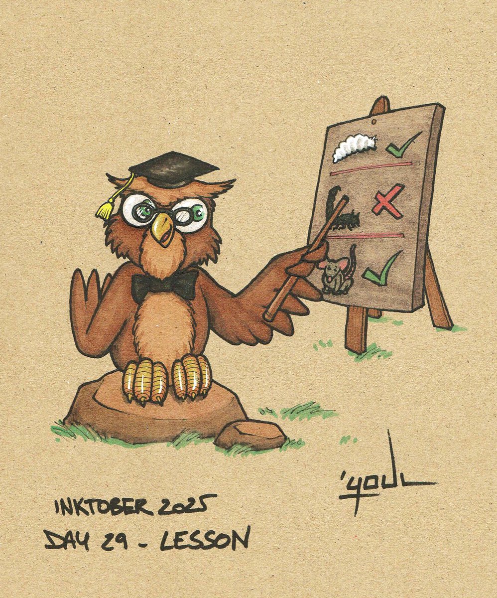 #Inktober2025 Day29 #lesson (#leçon)

#draw #drawing #dessin #dibucho #inktober #ink #alcoholmarker #day29 #illustration <a href="/inktober/">Inktober</a> @inktoberofficial <a href="/awaishaukat/">awais shaukat.</a> #owl #hiboux #professeur #learn #apprendre