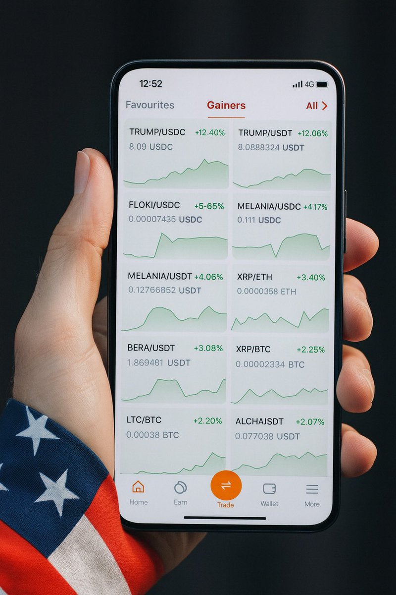 Politics went on-chain🇺🇸

Trump’s family made $1B+ from memecoins, NFTs &amp; DeFi.

$TRUMP +12%, $MELANIA +4%, $FLOKI +5.6% — not approval ratings, just gains.
Memes don’t lie — they print.