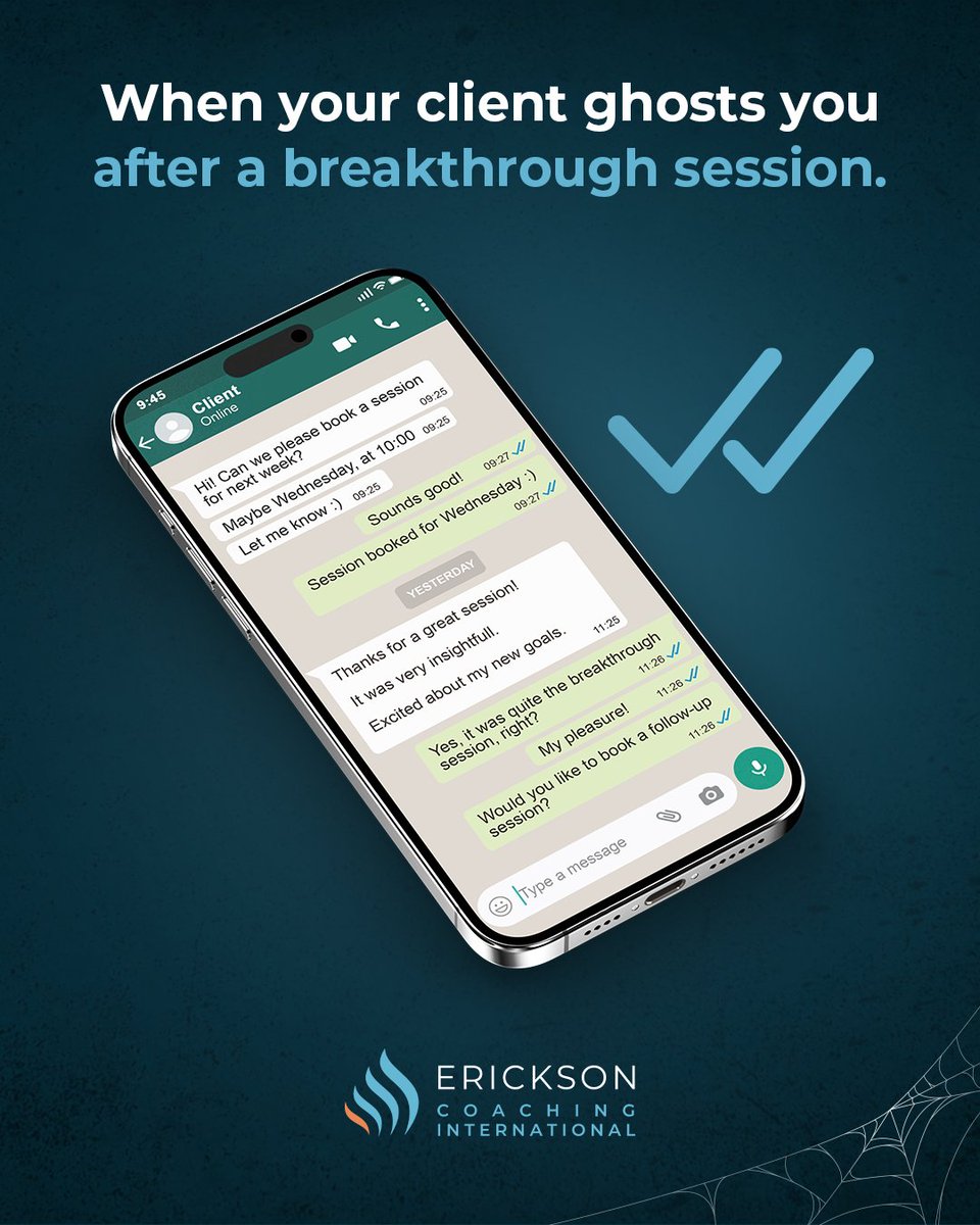 ericksoncoaches's tweet image. Even the best coaches get ghosted at some point in their career. 👻 The trick? Don’t take it personally. Why? Because the real treat is holding space for when they return. 
#Halloween #SolutionFocusedCoaching #EricksonCoachingInternational
