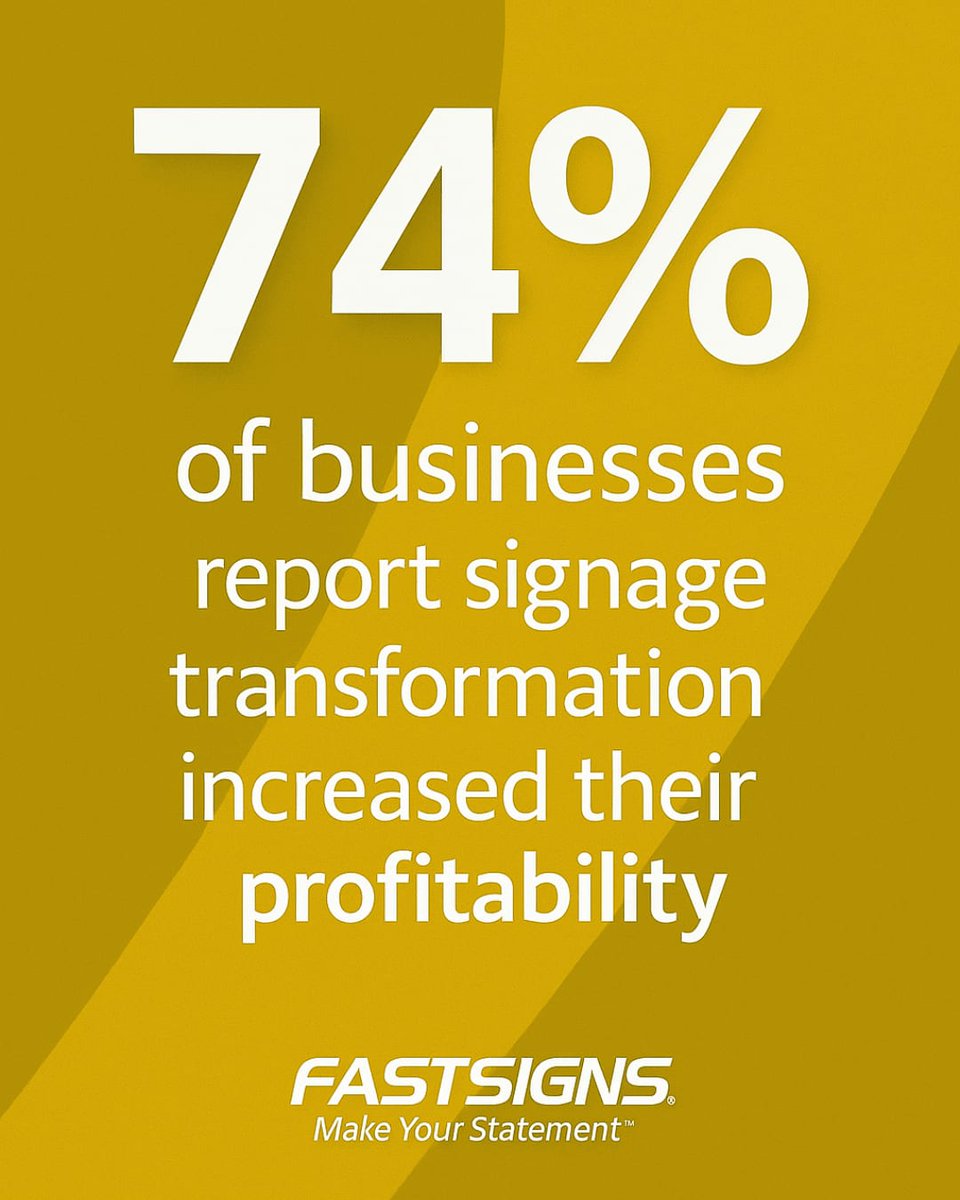 FASTSIGNS's tweet image. Boost business performance with custom visual solutions that increase visibility, with 74% of companies reporting higher profitability after transforming their signage.

fastsigns.com/case-studies/ 

#FASTSIGNS #MakeYourStatement #SignageMatters #BusinessGrowth