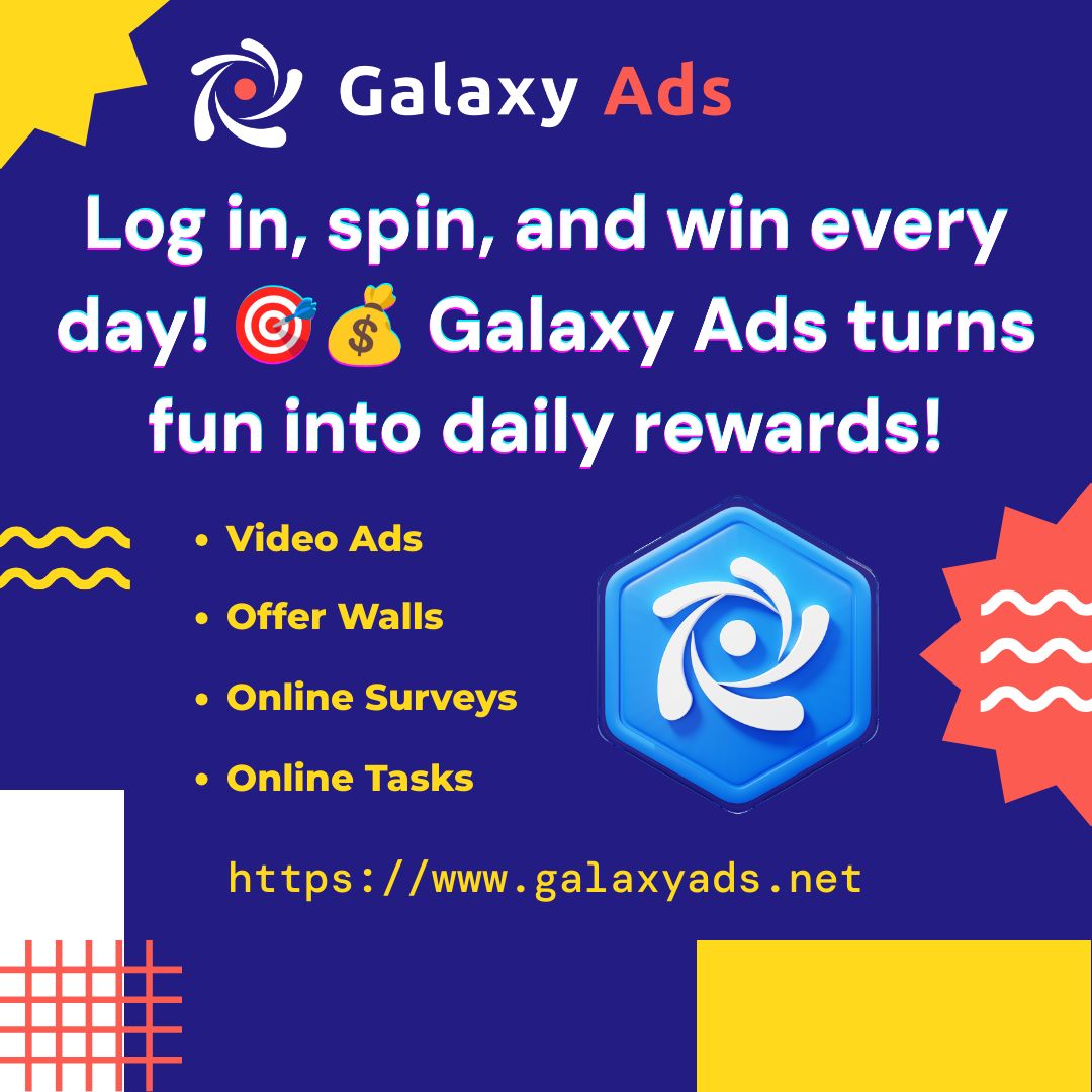 galaxycashin's tweet photo. Galaxy Ads - Online surveys, offers, tasks and offerwalls
Log in, spin, and win every day! ๐ฏ๐ฐ Galaxy Ads turns fun into daily rewards!
Join Now at https://t.co/8BMIi0E2zE
#GalaxyAds #ReferralEarnings #ShareAndEarn #CryptoRewards #NetworkIncome https://t.co/PcqyFDMVBK