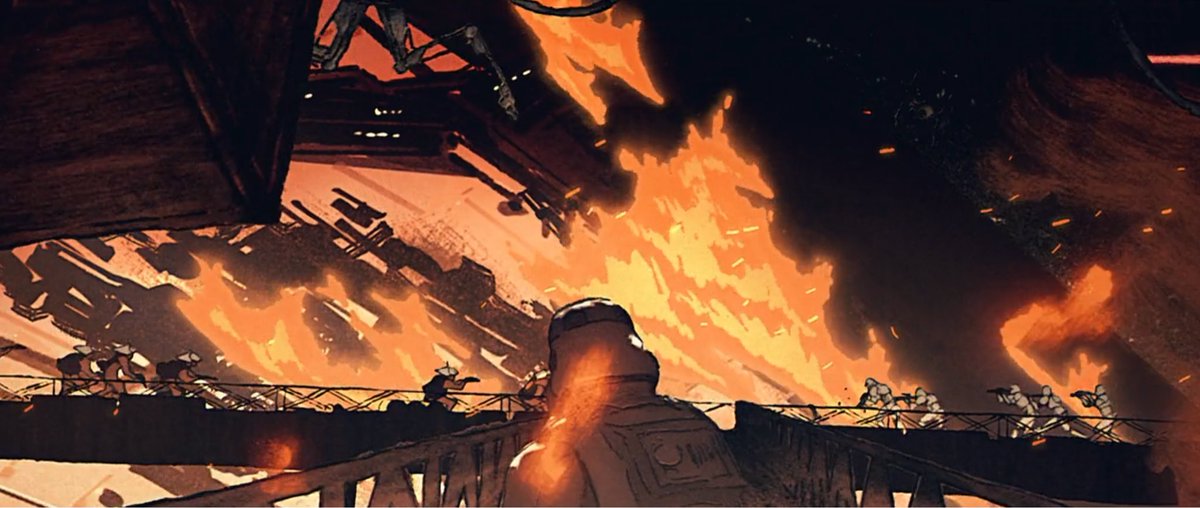 The Star Wars Visions episode 'BLACK'  is the most daring &amp; creative story ever told in this franchise. A deeply unsettling, psychedelic manifestation of the fear and panic a foot soldier stationed on the collapsing Death Star feels in his final moments. Frighteningly beautiful.