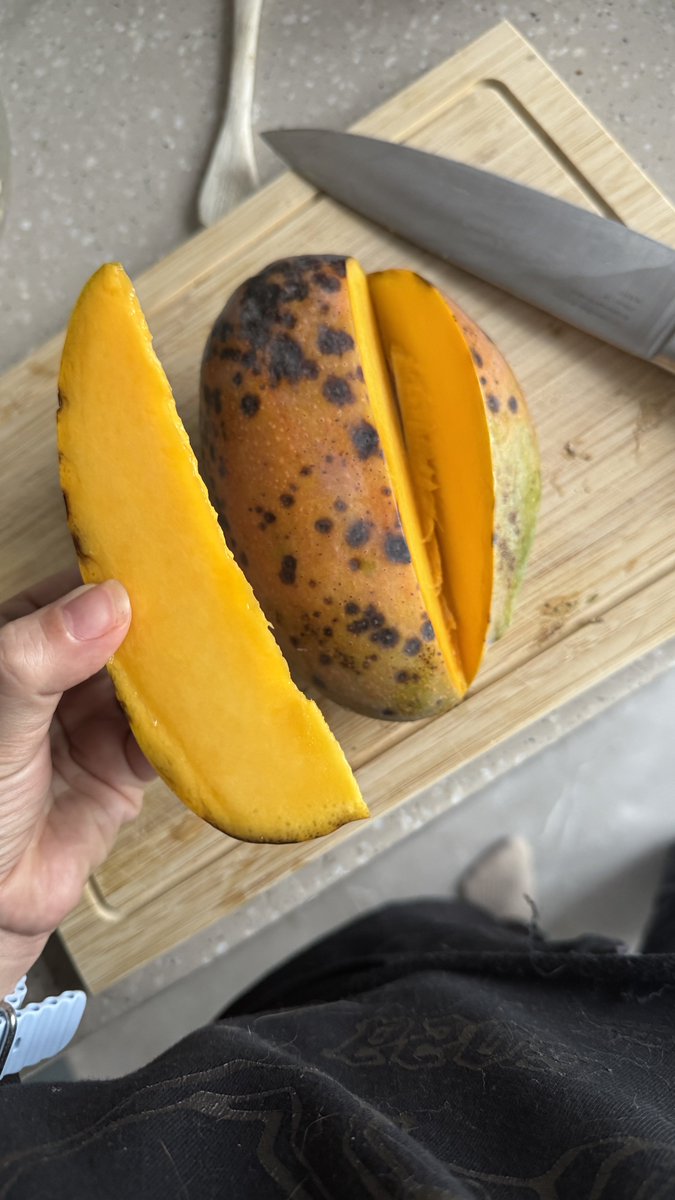 Родители привезли огроменное и невероятно сладкое манго из Египта. Я пол дня его ела, ела… и вот я уже в манговой коме, а оно все никак не закончится