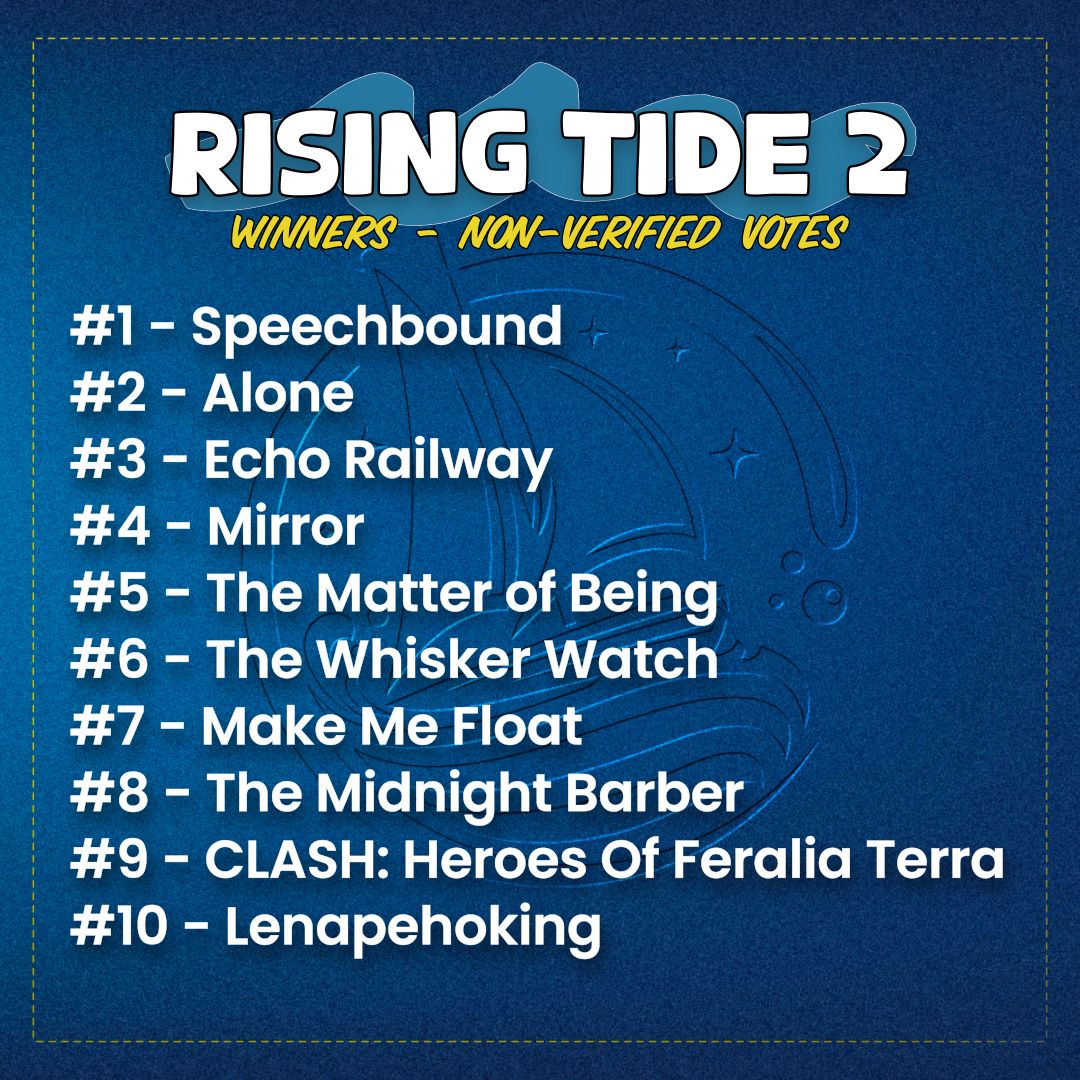 BlueOcean_Games's tweet image. 📢 TODAY&apos;S THE DAY! 

Congratulations to all the #RisingTide2 winners and a huge thank you to everyone who took part in the second Rising Tide Challenge! The skill and creativity from every participant truly raised the bar, and putting your work out into the world is a massive…