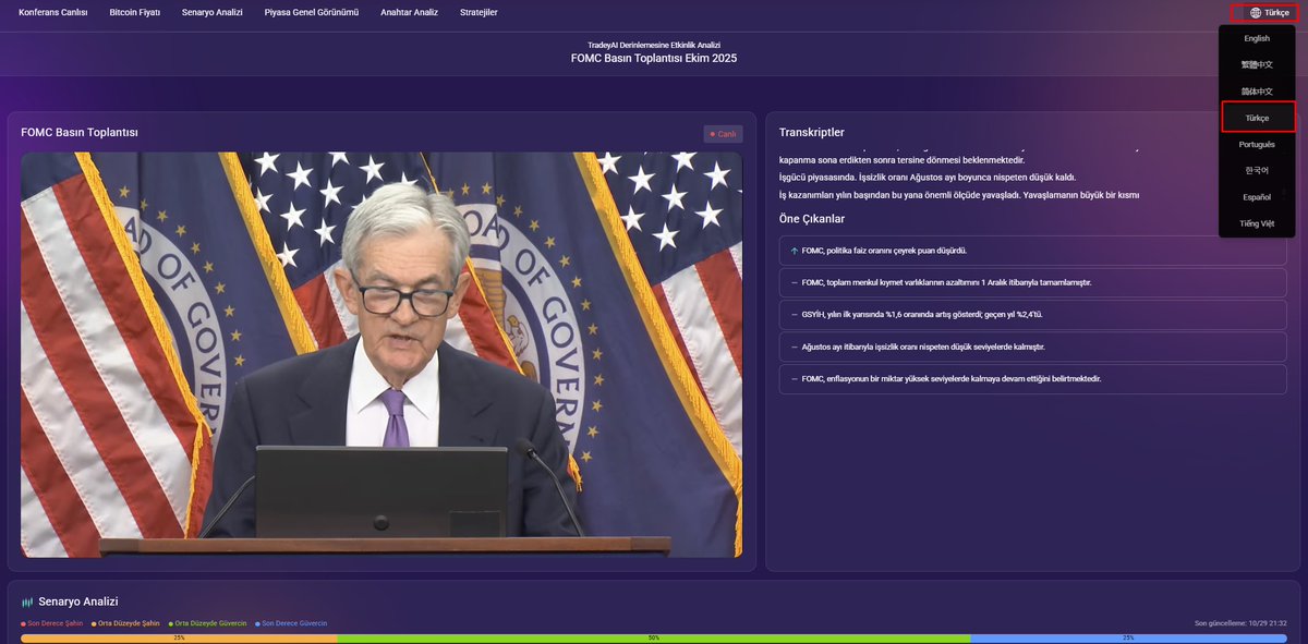 Jerome Powell'ın konuşmasını canlı ve Türkçe olarak takip edebilirsiniz.
Link: tradeyai.io/events/202510-…