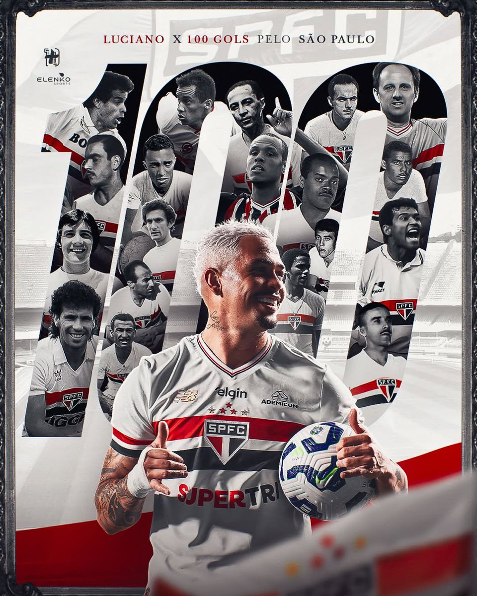 Luciano postou uma arte no Instagram com todos os jogadores que marcaram  100 gols pelo São Paulo: \, image size:960x1200