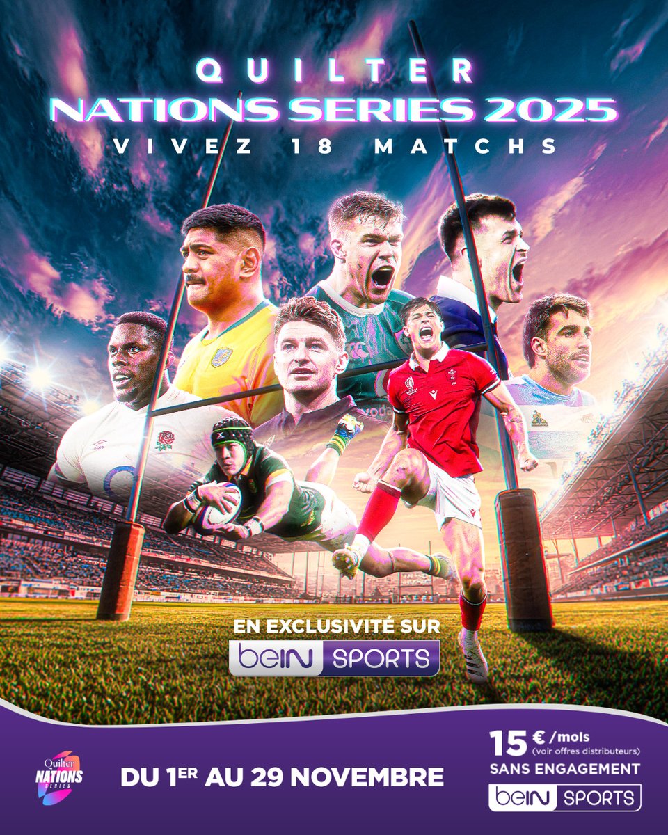 beinsports_FR's tweet image. 🏉 Ne manquez pas le début de la Tournée d’automne samedi sur beIN SPORTS !

🏴󠁧󠁢󠁥󠁮󠁧󠁿🇦🇺 Angleterre - Australie - 16h00 sur beIN SPORTS 3
🏴󠁧󠁢󠁳󠁣󠁴󠁿🇺🇸 Ecosse - USA - 18h40 sur beIN SPORTS MAX 6
🇮🇪🇳🇿 Irlande - Nouvelle-Zélande - 21h00 sur beIN SPORTS 3