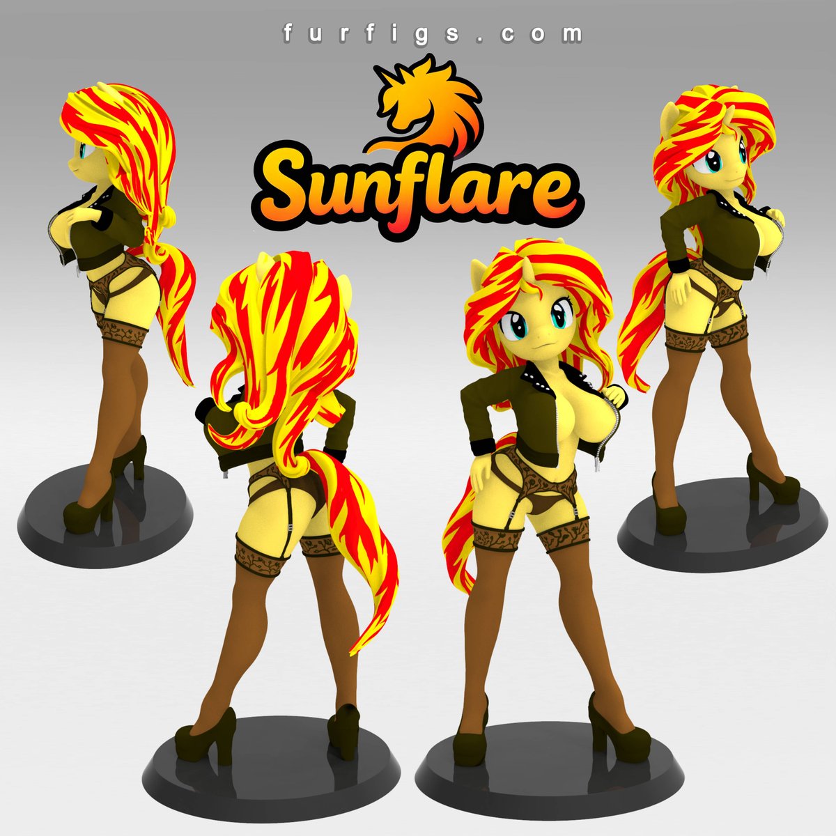 Bold and fiery, Sunflare stands with rebel energy. Her jacket slips off her shoulders, showing both power and charm. This 7-inch hand-painted figure shines in every detail—made for collectors who love style with an edge. 🔥 Exclusive on furfigs.com