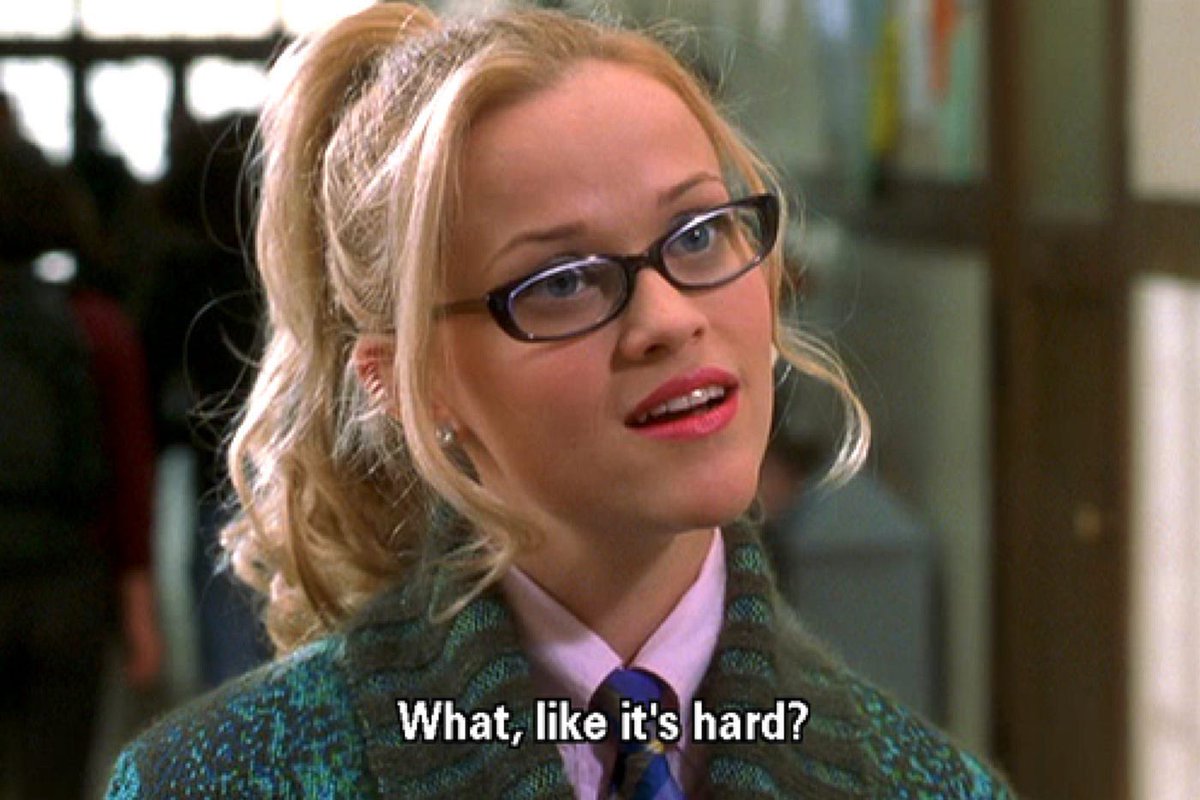 xgigglypuff's tweet image. That’s a famous line from a movie, Legally Blonde. I am dressed as the character from the movie as a Halloween costume, for fun, because we are both blonde girls who went to Harvard, that are assumed to have not been capable of it because of our physical appearances.