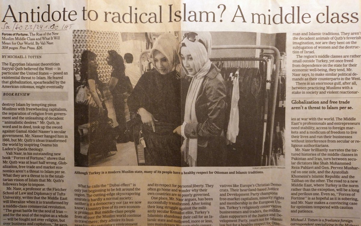 15 years ago the hope was that a rising middle class in Muslim countries could push back the radical Islamists. 
Didn't happen.