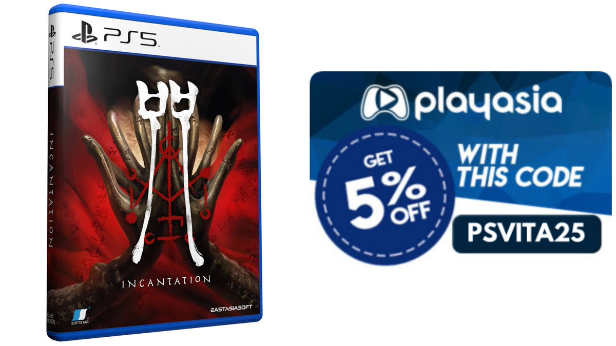 Le jeu d'horreur INCANTATION débarque demain à 16h00 sur #PS5 chez <a href="/playasia/">Playasia</a> 👻

Version Asia en français 🇫🇷

Lien de précommande :
➡️play-asia.com/incantation-mu…