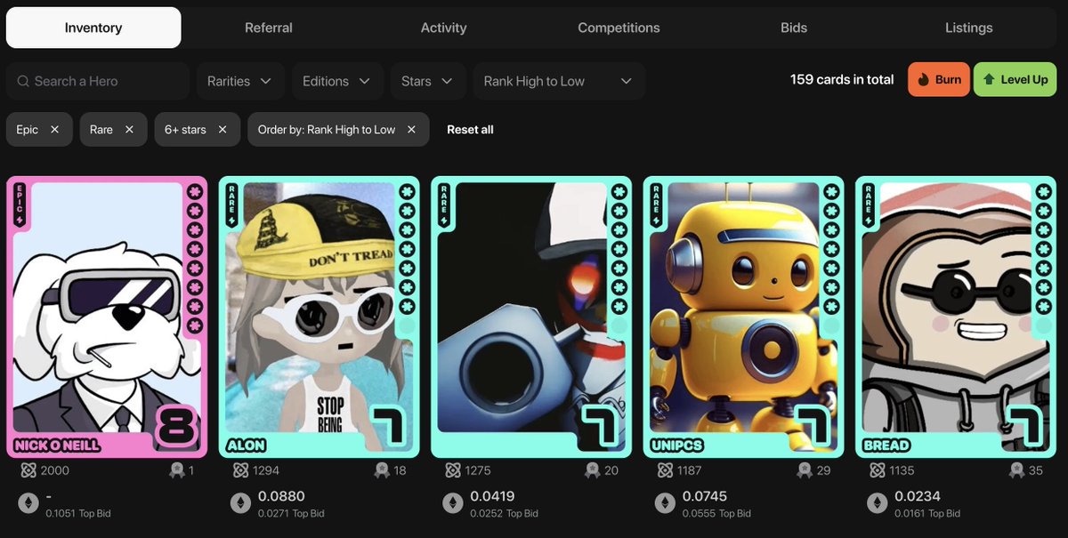 0xKipit's tweet image. new filters revamp in fantasy

my favorite part: they now live in the URL so you can share it directly

also:
- unified across marketplace, profile and deck builder
- new sorts option