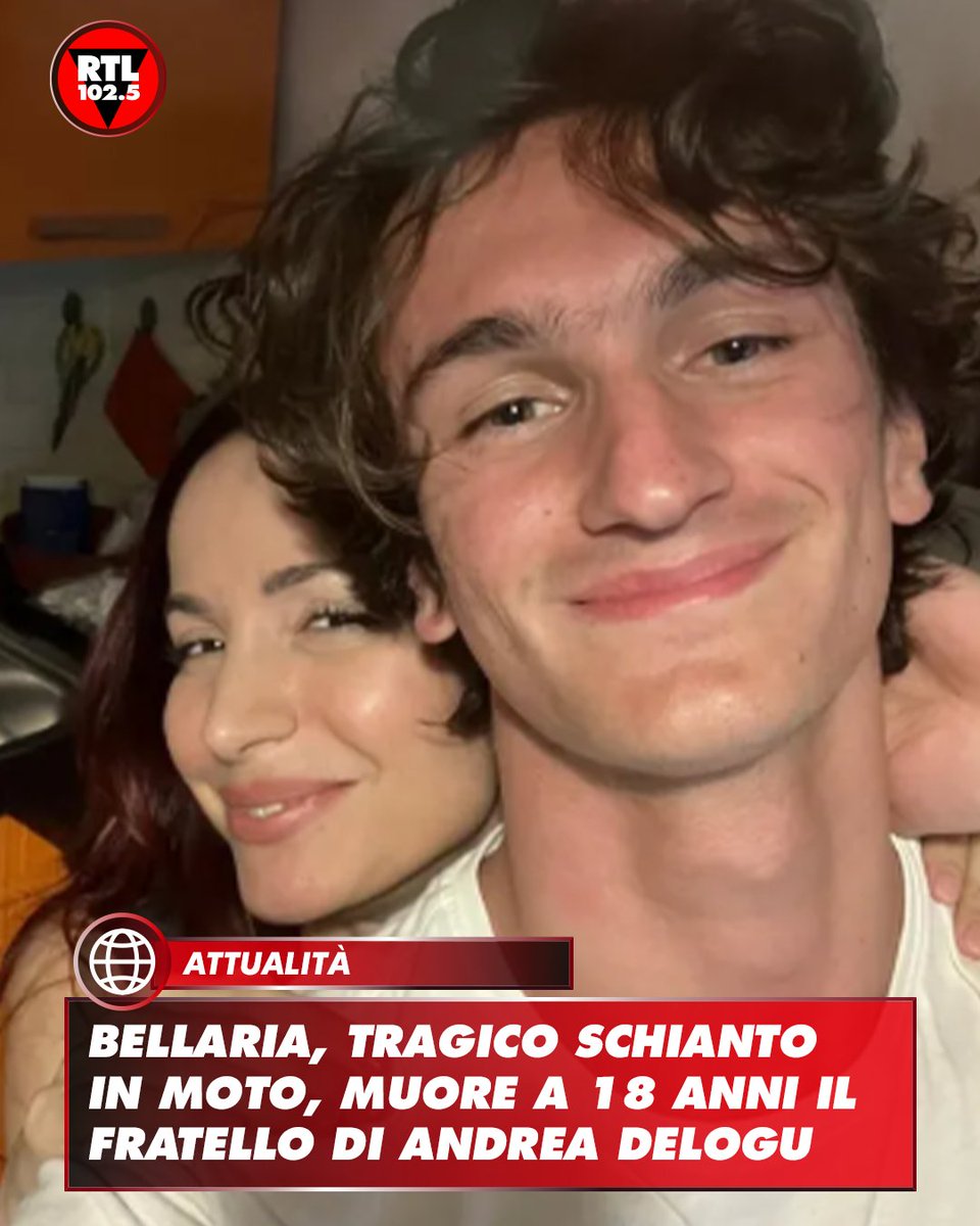 rtl1025's tweet photo. ⚫ Si chiamava #EvanOscarDelogu, 18enne che ha perso la vita a Bellaria Igea Marina mentre era in sella ad una moto. Il ragazzo, figlio di Walter Delogu e fratello dell'artista, scrittrice e showgirl, #AndreaDelogu, ha perso il controllo del mezzo, andando a sbattere contro un palo della luce a bordo strada e poi contro un secondo palo sempre al margine della carreggiata. Sul posto sono intervenuti i sanitari del 118, che hanno tentato di soccorre, invano, il 18enne.