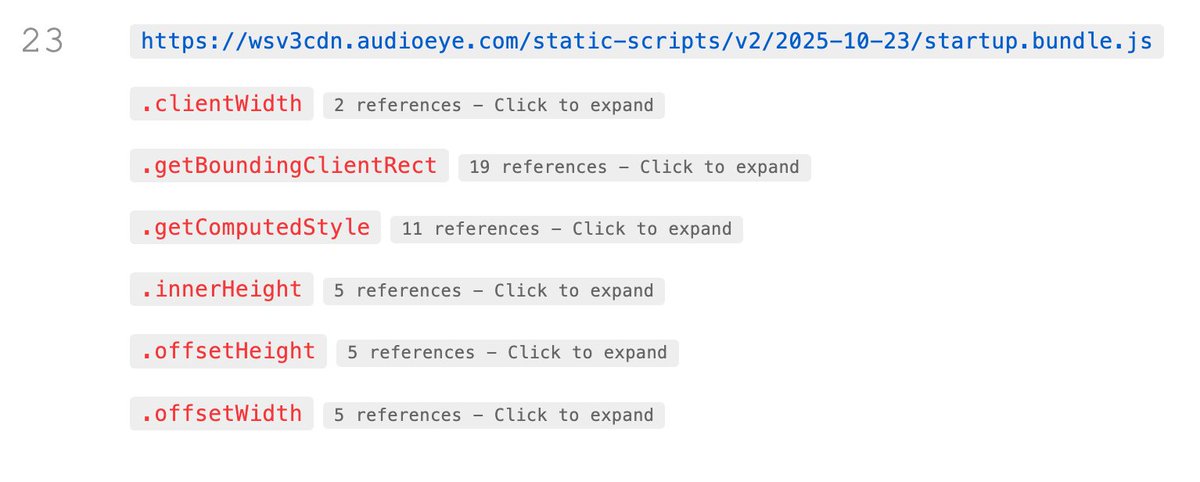 I just added two new checks to my free page testing tool PageDoctor.com that are awesome!

1) eventListeners — view potentially problematic event listeners like scroll, resize, mousemove, etc

2) DOM refreshers — view js code that can cause a forced reflow or redraw of