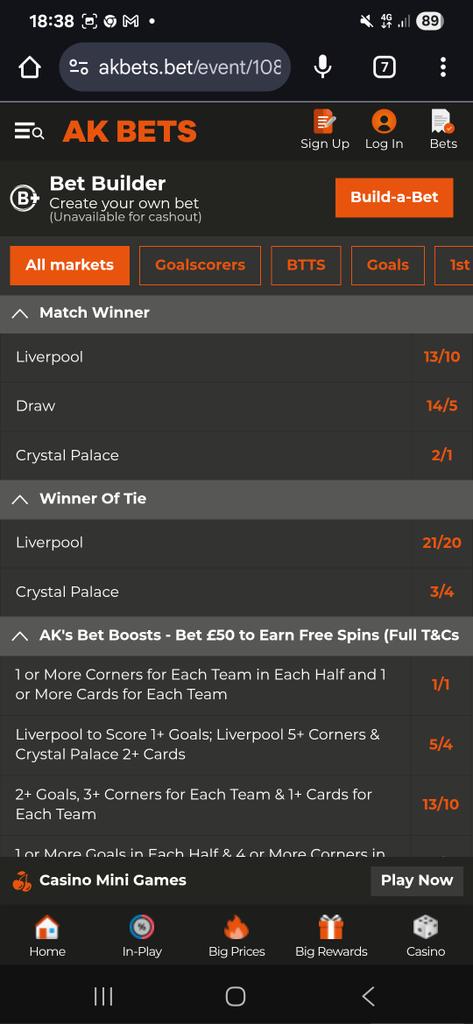 ak doesn't fancy palace tonight 

Top price ❤️❤️