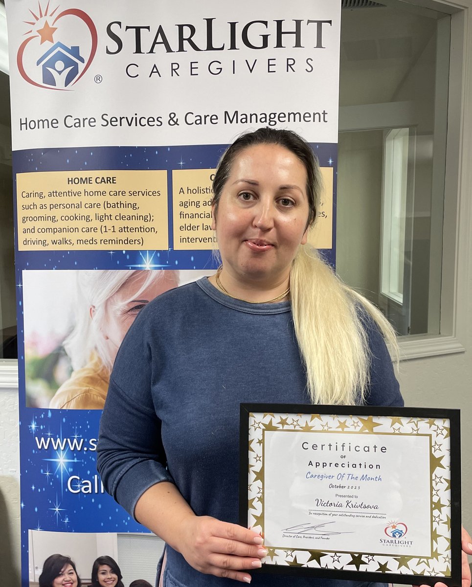 StarLightCare's tweet photo. Starlight is proud to recognize Victoria Krivtsova as our Caregiver of the Month for October 2025! Victoria has demonstrated exceptional dedication, professionalism, and passion in meeting the care needs of our clients: Learn more https://t.co/2izUOwx6Ws https://t.co/K4h3JCz2NO