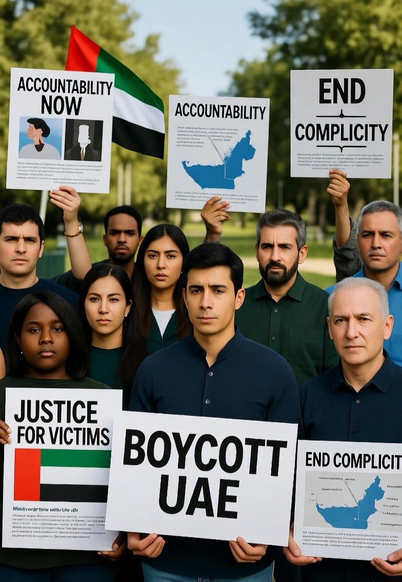 Nezaralmou's tweet photo. 📢The UAE is not a peace broker. It is a war contractor funding militias, stealing African gold, and fueling division. The world must rise. Boycott now.”
#BoycottUAE #StopResourceGrab #AccountabilityNow #JusticeNotDeals https://t.co/A4xjjo0uPO