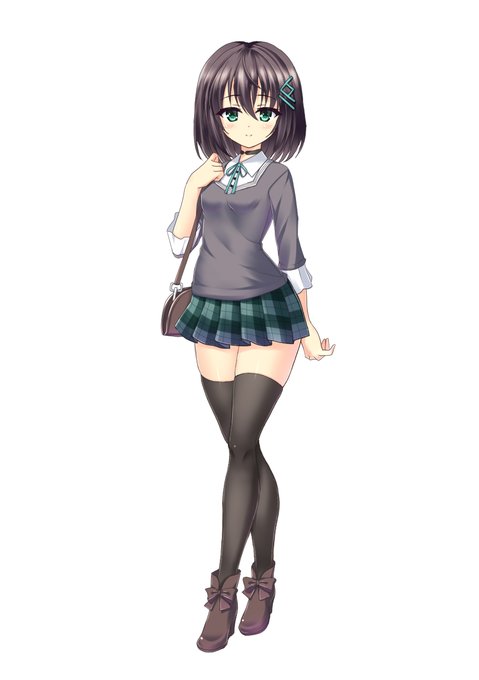 「教官、お待たせしました。その……どう、ですか?」 ソラハの私服をデザインしました。 やっぱりミニスカートです。 なんというかこう……やっぱり正統派? #OC