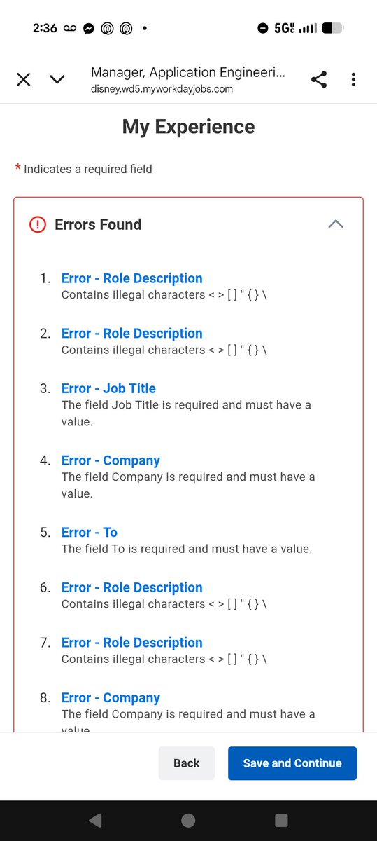 .<a href="/Disney/">Disney</a> tried to apply to a job using your portal and it scanned my resume, then found issues that upon looking at the text blocks in question had no special characters. Why not make the experience better? It is nearly impossible on a mobile device...
