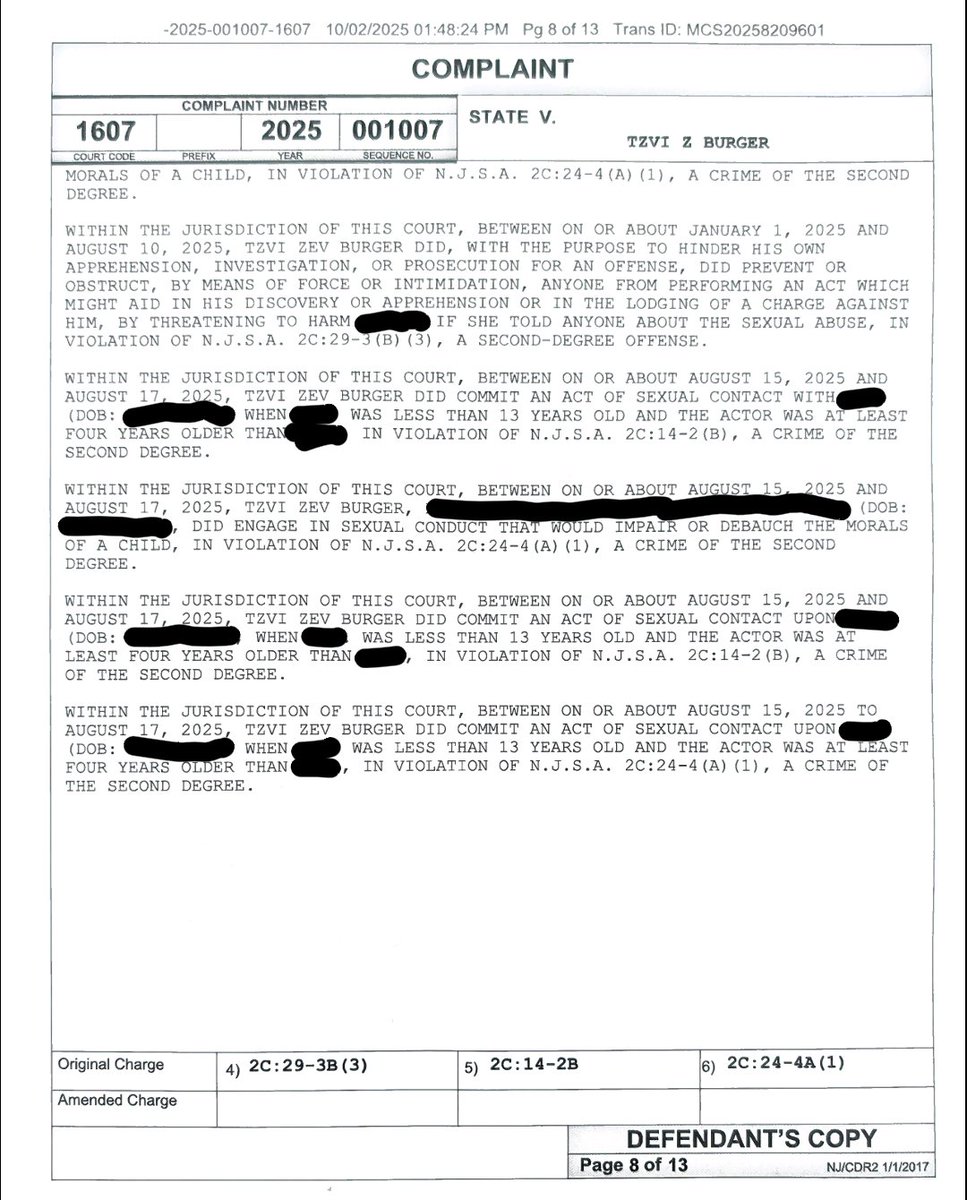 HareianiBlog's tweet image. ***Passaic Resident, Zev Burger, Formerly of Spring Valley, Charged with Rape and Sexual Abuse of 3 Children, Remanded Without Bail***

According to a complaint filed in Passaic Superior Court, Zev Burger was arrested on 10/3 for the alleged rape and sexual abuse of 3 children in…