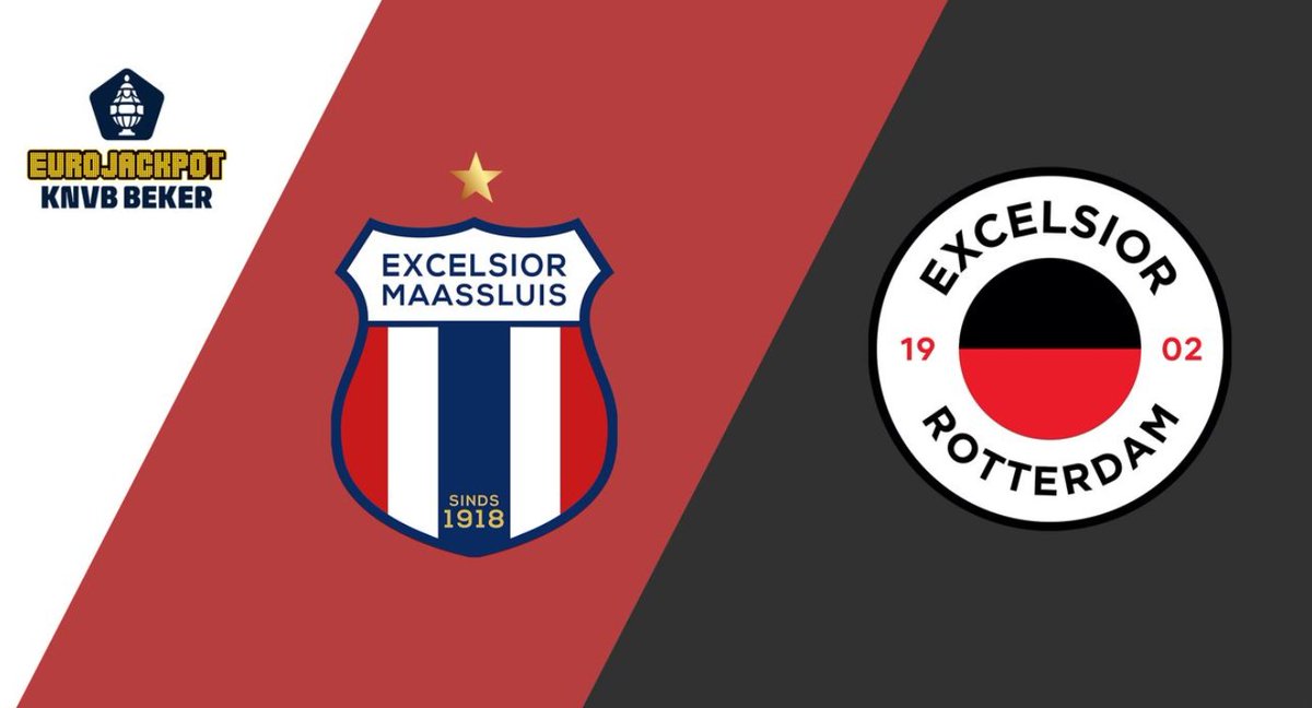 oranjefussball's tweet photo. ๐คช Excelsior. Spielt. Gegen. Excelsior. Das ist kein Witz!
Um 21 Uhr trifft der Tweede Divisie-Klub #ExcelsiorMaassluis auf #ExcelsiorRotterdam.
Maassluis liegt an der Eisen- und Autobahn zwischen Rotterdam und Hoek van Holland/Europoort.
Hashtag #EXCEXC ist real!
#KNVBbeker https://t.co/GKCbuFJyjU