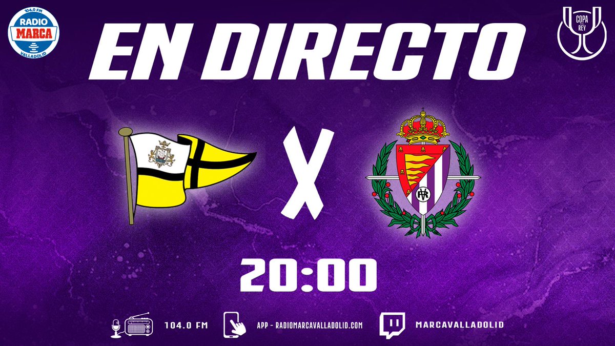 🟣 Ya EN DIRECTO en #MarcadorPucela con el <a href="/clubportugalete/">Club Portugalete</a> 🆚️ <a href="/realvalladolid/">Real Valladolid C.F.</a> de la #CopadelReyMapfre

🗣 <a href="/chusrodriguez/">Chus Rodríguez</a>
🗣 <a href="/jesus_pucela/">Jesús Pérez Baraja</a>
🗣 <a href="/alex_grado123/">Alejandro de Grado</a>
🗣 <a href="/TetoTorresJr/">Mangel Torres</a>

📻 104.0 FM
📱 APP para iOS y Android
💻 radiomarcavalladolid.com
📺 twitch.tv/marcavalladolid