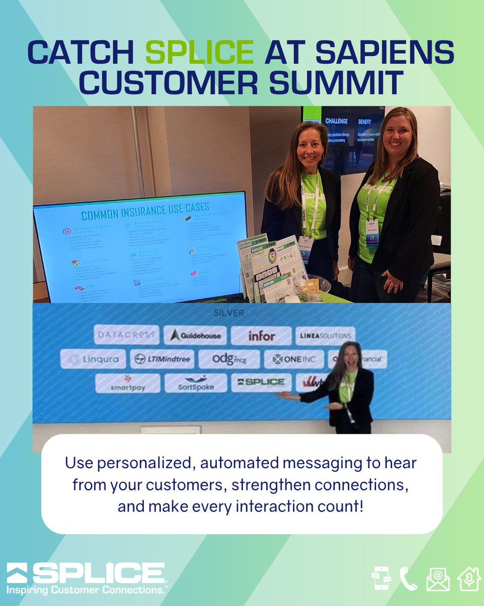 SPLICESoftware's tweet image. We&apos;re wrapping up at #SapiensSummit25 🌵

We loved connecting over the past 3 days &amp;amp; showing how SPLICE survey integrations help insurance teams gather insights, boost satisfaction &amp;amp; act on customer feedback.

Missed us? Book a demo: hubs.la/Q03QQ5NY0

#RisingBeyondLimits