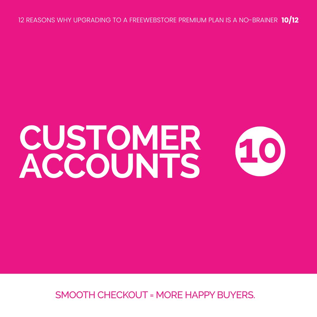 10. Customer Accounts

Make shopping easier and faster for your customers with accounts that remember their details, order history, and preferences. Smooth checkout = more happy buyers

blog.freewebstore.com/2025/07/31/12-…

#12ReasonsToUpgrade
